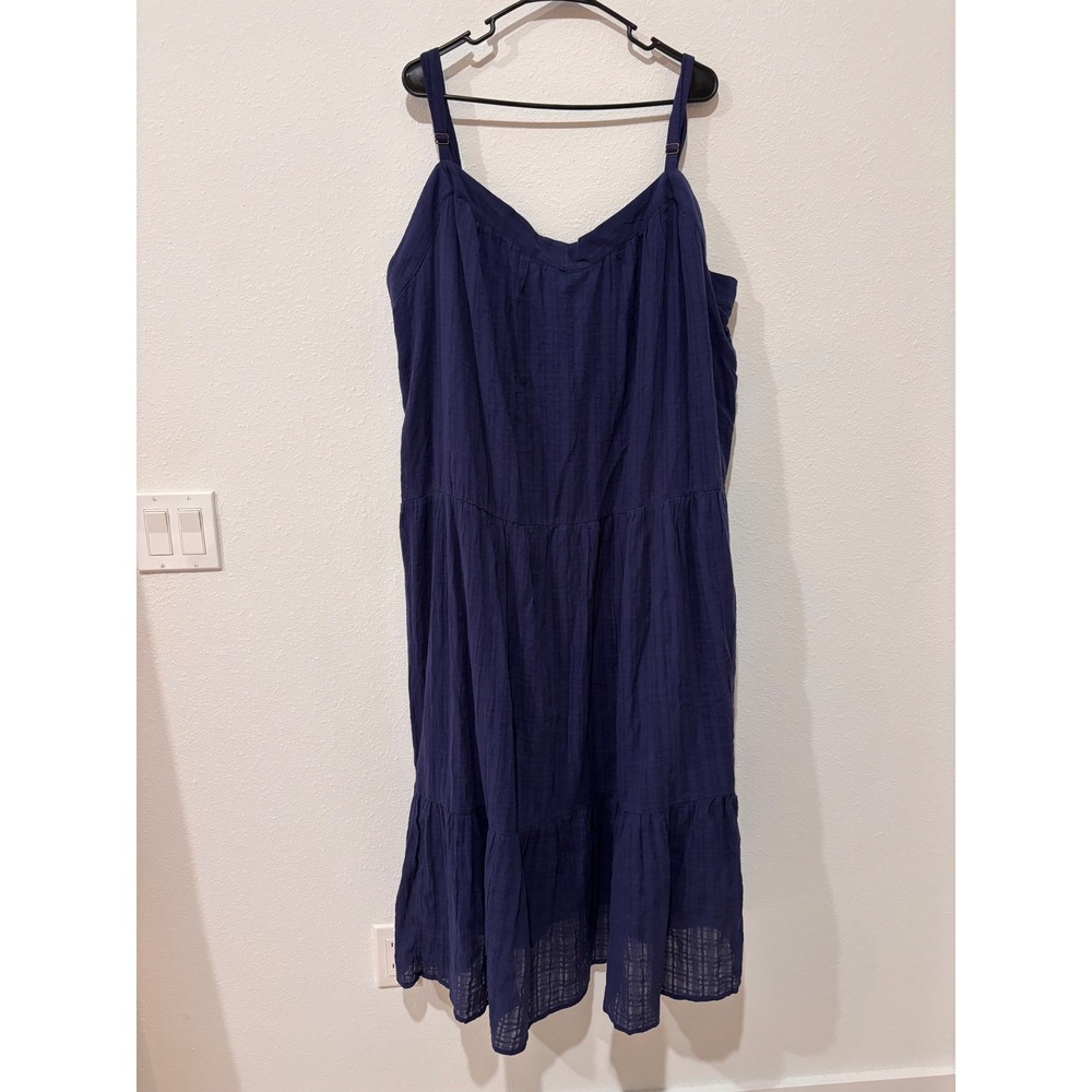 Knox Rose Navy Blue Tiered Maxi Dress Plus Size 4X NWT Gauze Adjustable Straps - Picture 2 of 10